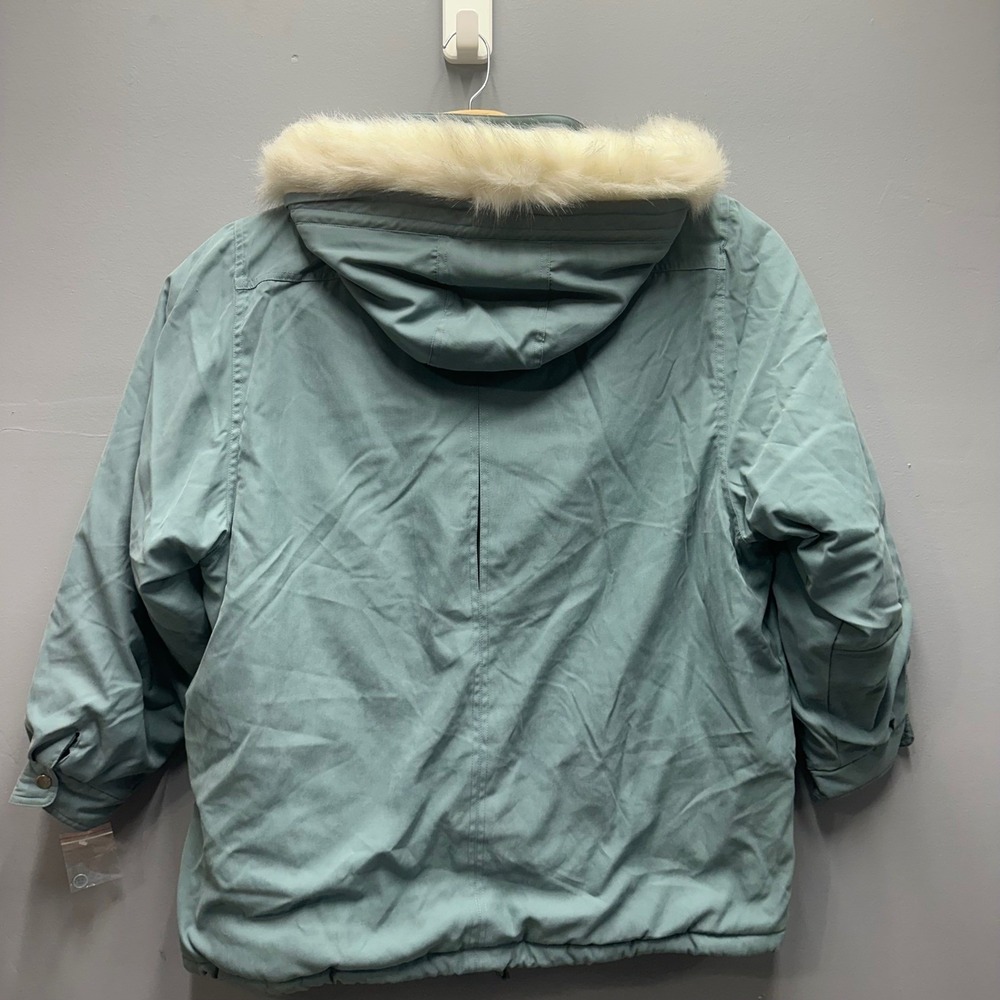 Norm Thompson Women's Hooded Parka Jacket XL Faux Fur Trim Insulated Winter Coat - Picture 2 of 14